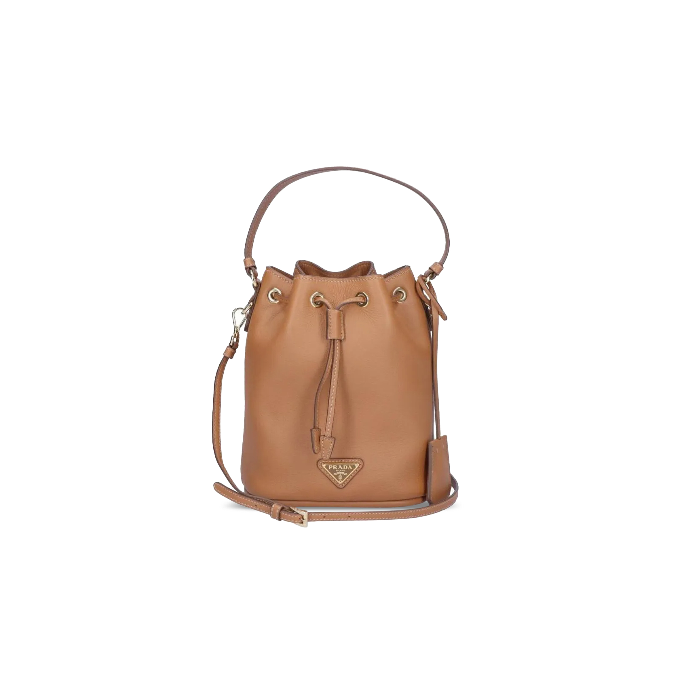 Pra*a calfskin leather bucket bag 1be067 (19.5*15.5*10cm)